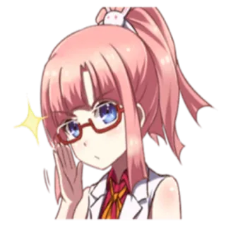 😯 Anime, Mädchen, Charakter, Brille, Pferdeschwanz, Süß whatsapp sticker
