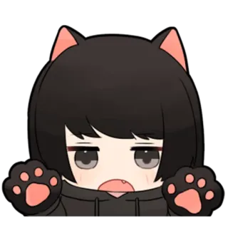 ❤️ anime, cat ears, cute, emoticon, cartoon telegram sticker