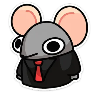 😐 souris, dessin animé, animal, costume, cravate, bureau, personnage telegram sticker