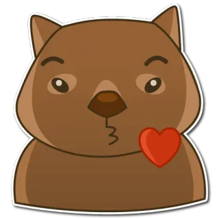 😘 wombat, animal, lindo, corazón, dibujos animados telegram sticker