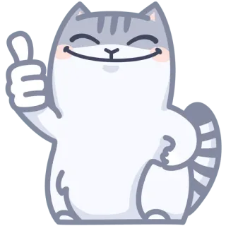 👍 gato, polegar para cima, feliz, fofo, animal telegram sticker