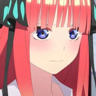 🍷 Nino Nakano The Quintessential Quintuplets Anime, Garota, Cabelo rosa, Olhos azuis, Nino Nakano, The Quintessential Quintuplets whatsapp sticker