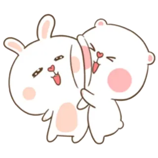 💘 coelho, urso, fofo, desenho animado, animal, amizade, kawaii whatsapp sticker