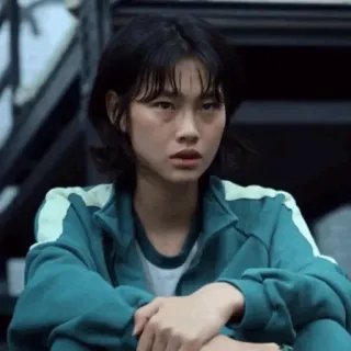 😐 Kang Sae-byeok Squid Game 鱿鱼游戏, 姜晓, 悲伤, netflix telegram sticker