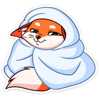 ☺️ zorro, animal, lindo, manta, dibujos animados, pegatina telegram sticker