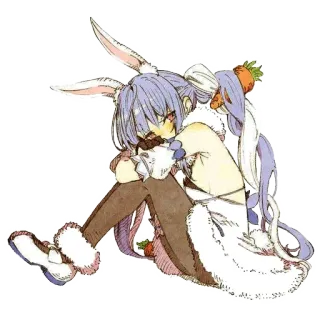 😕 Anime, Garota, Coelho, Coelho, Kawaii, Bonito, Personagem, Ilustração telegram sticker