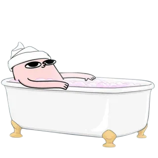😌 อาบน้ำ, การ์ตูน, ผ่อนคลาย, ฟอง, อ่างอาบน้ำ, ตลก telegram sticker