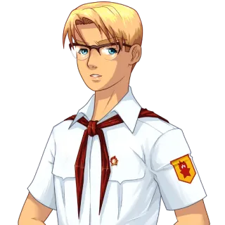 😐 Anime, Menino, Óculos, Uniforme escolar, Loiro telegram sticker