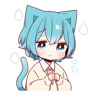 😔 อนิเมะ, แมว, เศร้า, น่ารัก, การ์ตูน, จิบิ, น้ำตา telegram sticker
