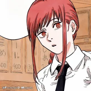🔮 Makima Chainsaw Man Anime, Manga, Chainsaw Man, Makima, pelo rojo, personaje telegram sticker