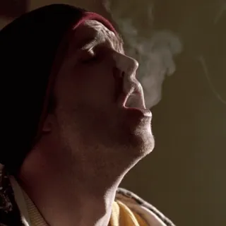 🚬 Jesse Pinkman Breaking Bad jesse pinkman, breaking bad, smoking, aaron paul, exhausted, meme, television telegram sticker