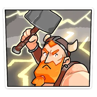 😠 Thor Thor, Wikinger, Hammer, Blitz, Cartoon, Mythologie telegram sticker