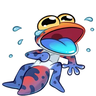 😢 Frosch, Cartoon, Schweiß, müde, gestresst, erschöpft telegram sticker