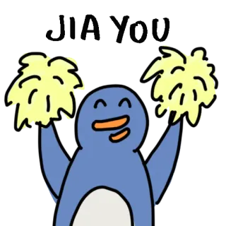 💪 pingouin, cheerleader, pompons, dessin animé, animal, mignon telegram sticker