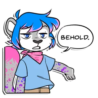 👏 BEHOLD. Cartoon, Furry, Antropomorf, Dier, Schattig, Grappig, Kijk, Meme whatsapp sticker