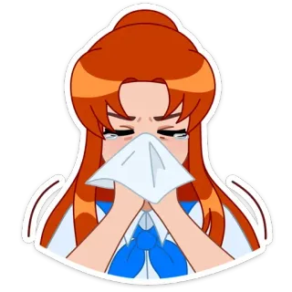 😭 Anime, Fille, Pleurs, Triste, Mouchoir, Dessin animé, Émotionnel, Larmoyant telegram sticker