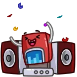 🎉 musique, haut-parleur, dessin animé, danse whatsapp sticker