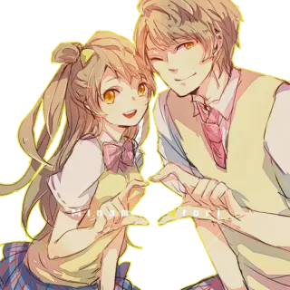 💛 Anime, Casal, Kawaii, Amor, Amizade, Fofo telegram sticker