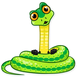 😯 cobra, verde, desenho animado, animal, fofo telegram sticker