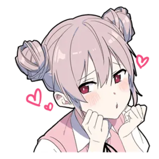 🥰 Anime, Menina, Fofa, Amor, Coração, Rubor, Rosa, Desenho animado telegram sticker