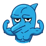 💪 dauphin, muscles, flexion, dessin animé, force, animal telegram sticker