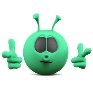 👈 เอเลี่ยน, สีเขียว, การ์ตูน, สัญลักษณ์สันติภาพ, นิ้ว, ภาพเคลื่อนไหว telegram sticker
