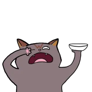 😢 gatto, arrabbiato, ciotola, cartone animato, animale, adesivo telegram sticker