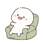 😂 cartoon, cute, character, sitting, chair, happy whatsapp sticker