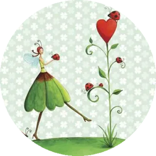 ❤ fee, marienkäfer, herz, natur, skurril, kunst, illustration telegram sticker