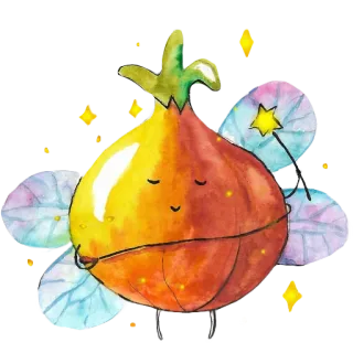 😌 zwiebel, essen, gemüse, cartoon, süß, magie telegram sticker