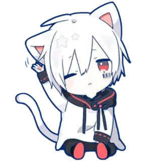 🙋 anime, cat, sticker, chibi, cute, kawaii whatsapp sticker