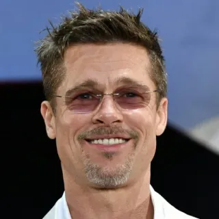 😂 Brad Pitt actor, famoso, hombre, retrato, gafas de sol whatsapp sticker