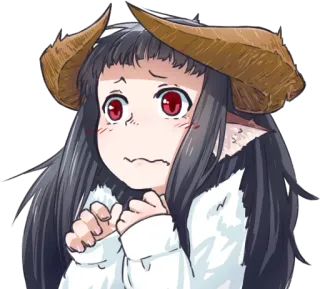 😰 アニメ, 女の子, 角, かわいい, 恥ずかしい telegram sticker