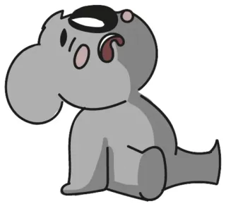 😩 Dessin animé, Animal, Gris, Personnage, Mignon, Assis whatsapp sticker