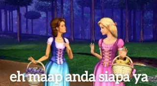 😆 eh maap anda siapa ya Barbie, Kartun, Teman, Putri, animasi telegram sticker