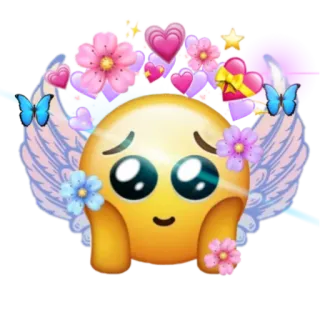 🥺 Emoji, Fofo, Kawaii, Corações, Flores, Asas telegram sticker