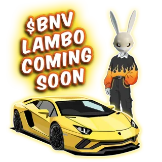 🚀 $BNV LAMBO COMING SOON машина, ламбо, криптовалюта, деньги, будущее, роскошь, финансы, богатство telegram sticker