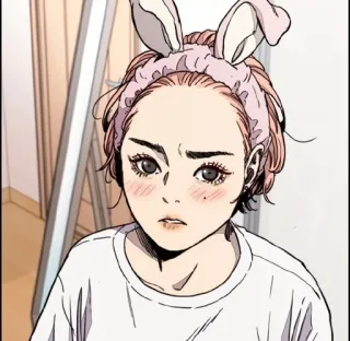 😳 소녀, 토끼 귀, 볼터치, 귀여운, 만화, 사람 telegram sticker