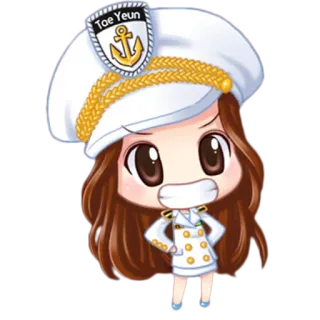 😃 Toe Yeun Chibi, Desenho animado, Garota, Capitão, Âncora, Fofo, Anime whatsapp sticker