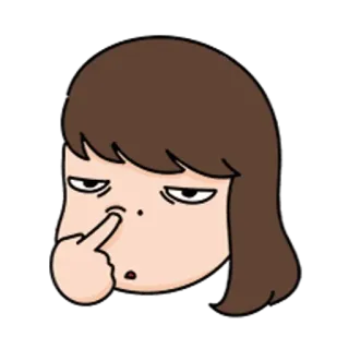 🐼 卡通, 女孩, 脸, 鼻子, 手指, 滑稽 telegram sticker