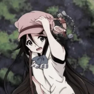 🌸 Anime, Ragazza, Personaggio, Cappello, Carino, Cartone animato telegram sticker