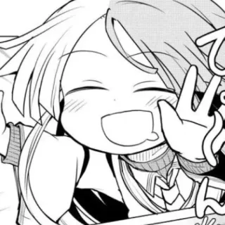 🎲 て Anime, Mangá, Fofo, Garota, Sinal de paz, Feliz whatsapp sticker