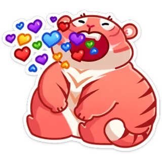 😍 tigre, corações, desenho animado, adesivo, amor, animal whatsapp sticker