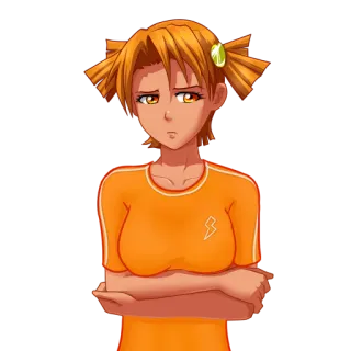 😔 Anime, Chica, Naranja, Personaje, Dibujo animado telegram sticker