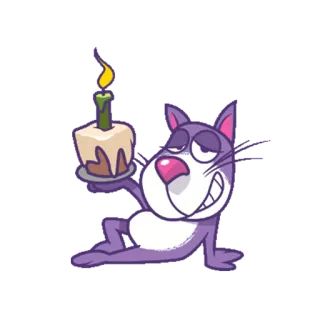 🎉 gatto, cartone animato, compleanno, torta, festa, party, animale telegram sticker
