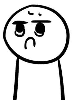 😟 desenho animado, expressão, simples, personagem, branco whatsapp sticker