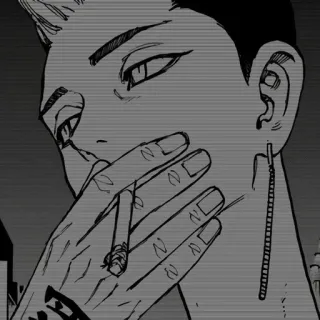 ❤️ smoking, cigarette, drawing, person, manga, anime telegram sticker