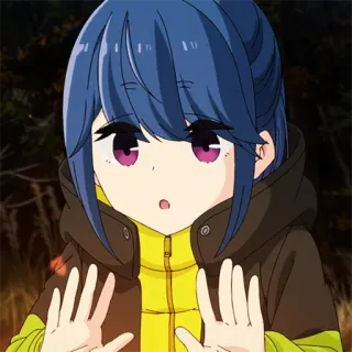 👐 Rin Shima Laid-Back Camp Anime, Garota, Camping, Bonito, Desenho animado telegram sticker