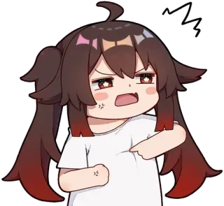 💢 Hu Tao Anime, Manga, Dibujos animados, Personaje, Chica, Enojada, Hu Tao telegram sticker