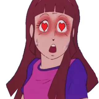 😍 аниме, мультфильм, любовь, глаза-сердечки, девушка whatsapp sticker